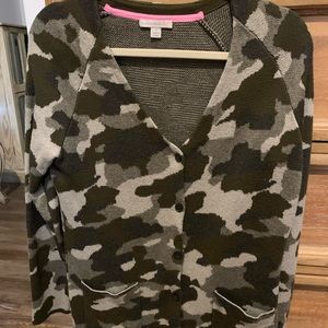 Isaac Mizrahi Camouflage Green Open Cardigan Sweater size Small